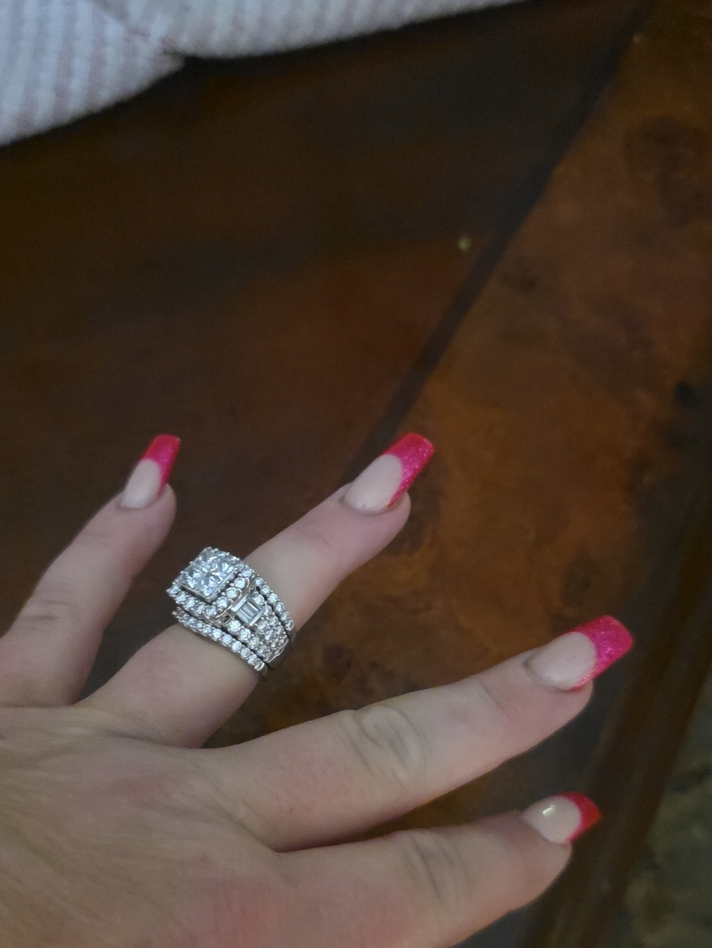 Helzberg Diamonds White Triple Halo Cubic Zirconia Ring Set